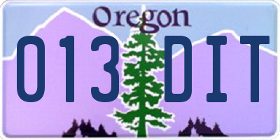 OR license plate 013DIT