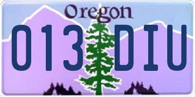 OR license plate 013DIU