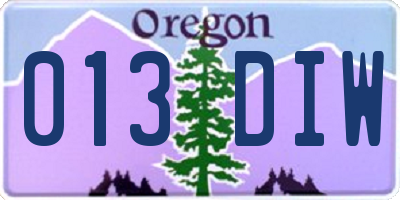 OR license plate 013DIW