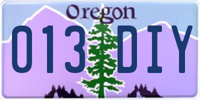 OR license plate 013DIY