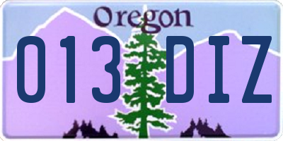 OR license plate 013DIZ