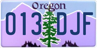 OR license plate 013DJF