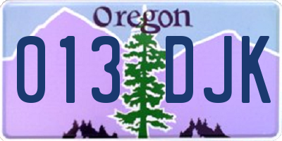 OR license plate 013DJK