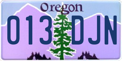 OR license plate 013DJN