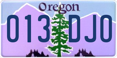 OR license plate 013DJO