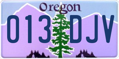 OR license plate 013DJV
