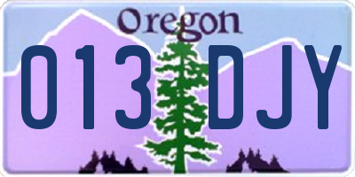 OR license plate 013DJY