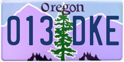 OR license plate 013DKE