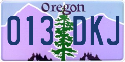OR license plate 013DKJ