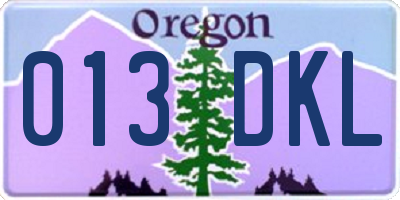 OR license plate 013DKL