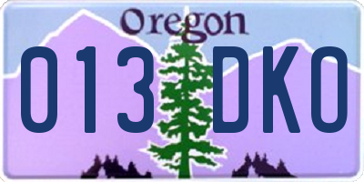 OR license plate 013DKO