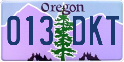OR license plate 013DKT