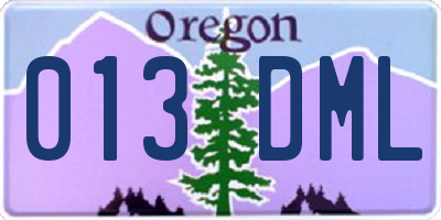 OR license plate 013DML