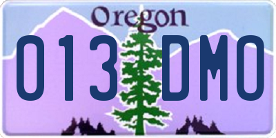 OR license plate 013DMO