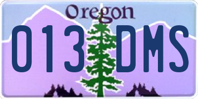 OR license plate 013DMS