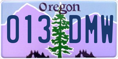 OR license plate 013DMW