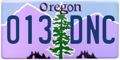 OR license plate 013DNC
