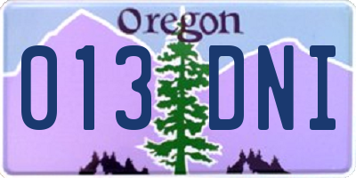 OR license plate 013DNI
