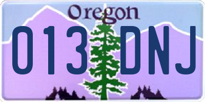 OR license plate 013DNJ