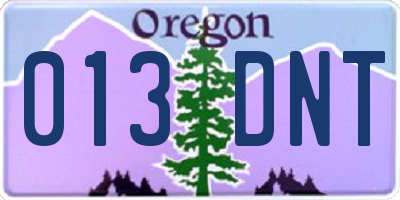 OR license plate 013DNT