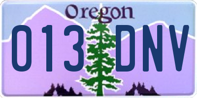 OR license plate 013DNV
