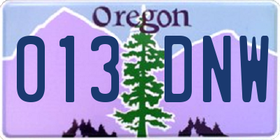 OR license plate 013DNW
