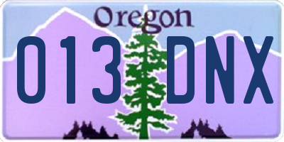 OR license plate 013DNX