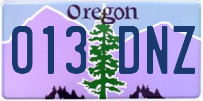 OR license plate 013DNZ