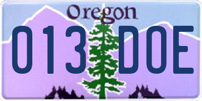 OR license plate 013DOE