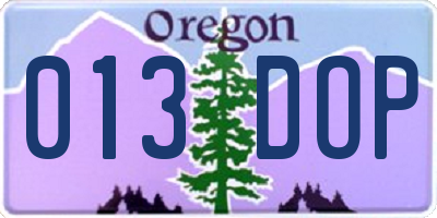 OR license plate 013DOP