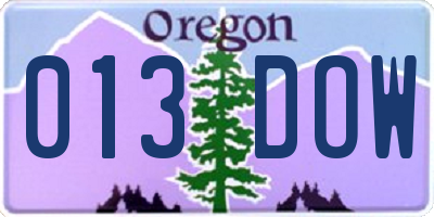 OR license plate 013DOW