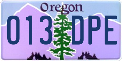 OR license plate 013DPE