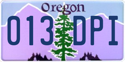OR license plate 013DPI