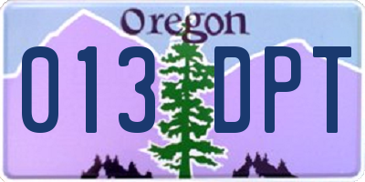 OR license plate 013DPT