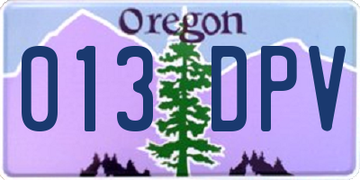 OR license plate 013DPV