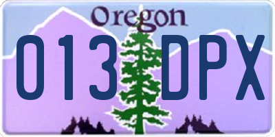 OR license plate 013DPX