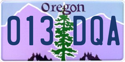 OR license plate 013DQA