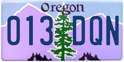 OR license plate 013DQN