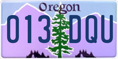 OR license plate 013DQU