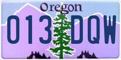 OR license plate 013DQW