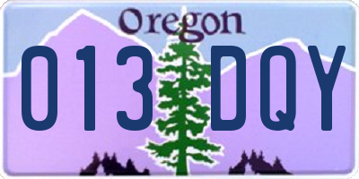 OR license plate 013DQY