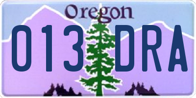 OR license plate 013DRA