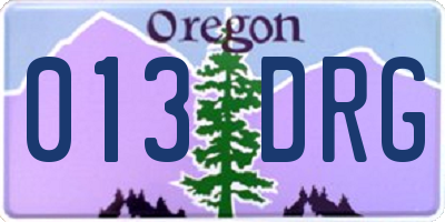 OR license plate 013DRG