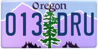 OR license plate 013DRU