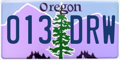 OR license plate 013DRW