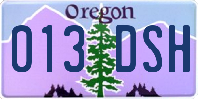 OR license plate 013DSH