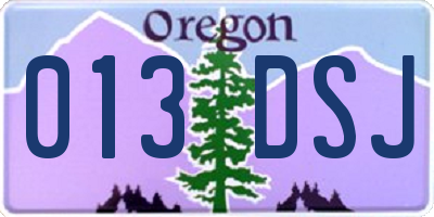 OR license plate 013DSJ