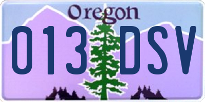 OR license plate 013DSV