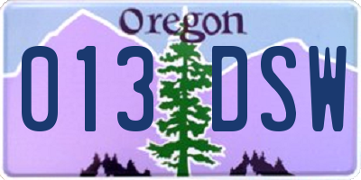 OR license plate 013DSW