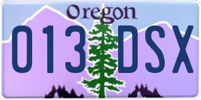 OR license plate 013DSX